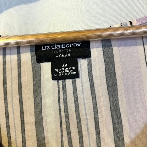 Liz Claiborne Career Striped Scoop Neck Flowy Top 3X Office Business Casual - Picture 3 of 4